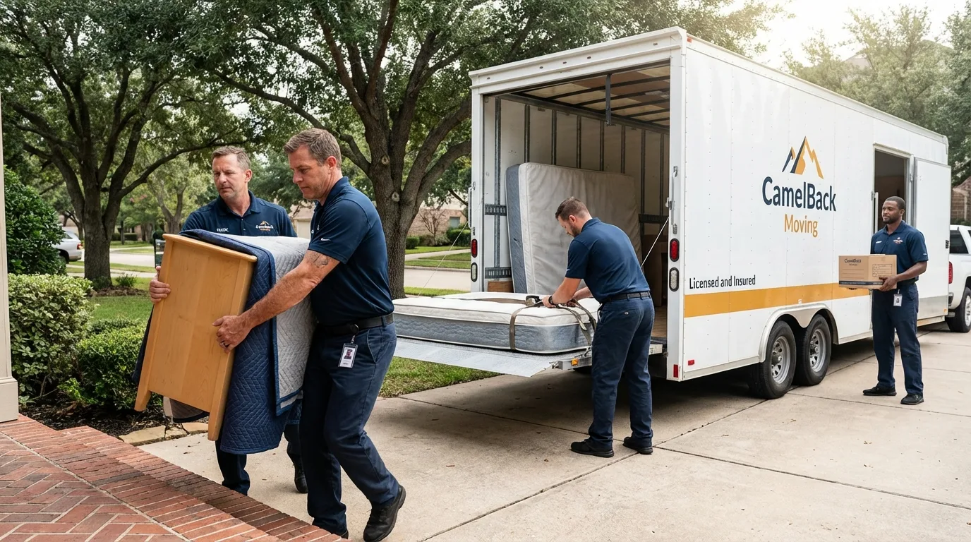Crew loading residential truck for cross-state move from West Union, WV